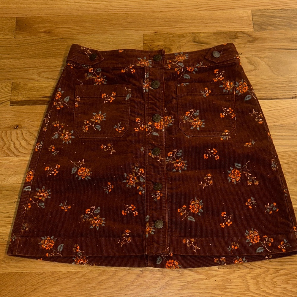 Madewell Floral Button-Front Corduroy Mini Skirt sz 2